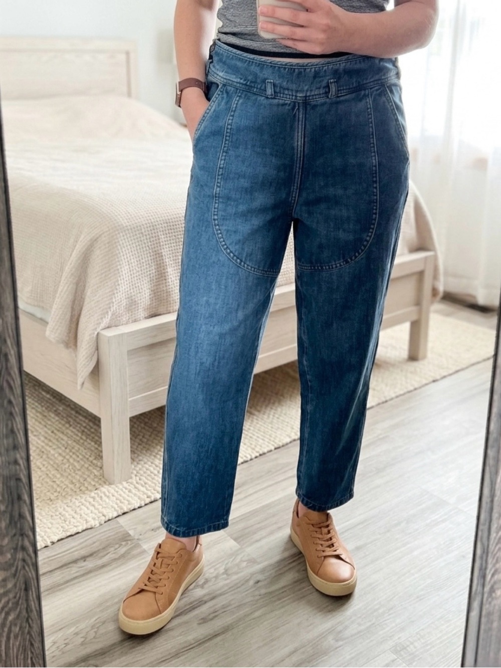 Ulla Johnson High Rise Curved Seam Barrel Jeans Indigo Blue Size 4 Fits Like 6/8